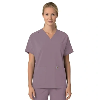 Image of Carhartt Women&#039;s Oversized V Neck Scrub Top, Lavender Mist, XL
