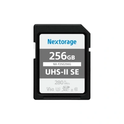 Image of Nextorage 256GB F2SE High Speed SDHC/SDXC Memory Card with V60 UHS II Performance (280MB/s Read &amp; 170MB/s Write) for 4K/Continuous Shooting Video/Camera