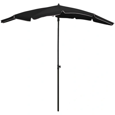 Image of vidaXL Garden Parasol with Pole 200x130 cm Black