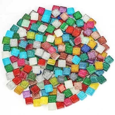 Image of Belle Vous 222g / 200 Pack of Mixed Coloured Mosaic Tile Assortment 1 x 1cm 0.4 Inches Square Shaped Assorted Acrylic Tiles for Art/Craft Projects and Home Decoration