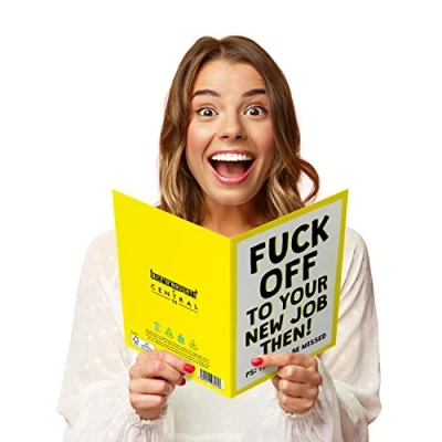 Image of Central 23 Large Leaving Card for Colleague &#039;F*ck Off To Your New Job&#039; Good Luck Coworker Farewell Goodbye Him Her Comes with Fun Stickers