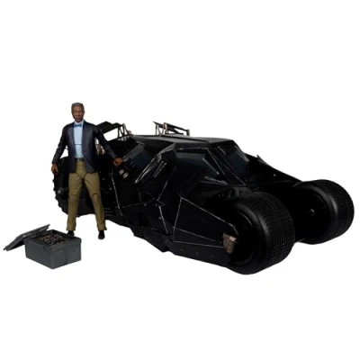 Image of McFarlane DC Multiverse 7&quot; Scale Vehicles Tumbler with Lucius Fox (The Dark Knight) Gold Label, Includes Action Figure and Accessories
