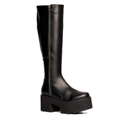 Image of LAMODA Women&#039;s Devious Knee High Boot, Black Pu, 6 UK