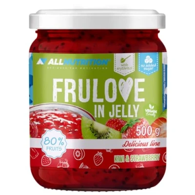 Image of ALLNUTRITION Sugar Free Jam Frulove in Jelly Kiwi &amp; Strawberry Seriously Low Carb Fruits 80% Fruit Calorie Spread Marmalade Vegan Friendly 500g