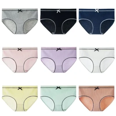 Image of FedMois Teenage Girls Knickers Cotton Underpants Underwear (Pack of 9), Bowknot, 14 16 Years