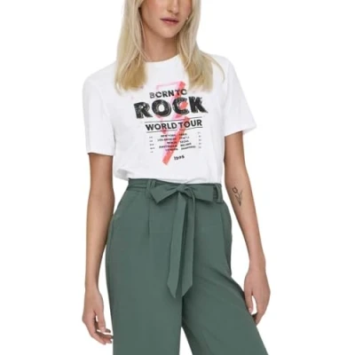 Image of ONLY Women&#039;s Onllucia Reg S/S Top JRS T Shirt, White, XS