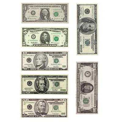 Image of 1 x A4 Printed with Separate Dollar Bills Money Decor Icing Sheet Edible Cake Topper Decorated 7 Different
