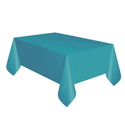 Image of Unique Party Reusable Rectangular Plastic Tablecover (19 Colours) (One Size) (Caribbean Blue)