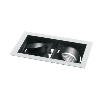 Image of Apollo Integrated LED Twin Recessed Downlight Adjustable, White Black, 3000K