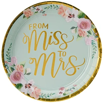 Image of (PKT) Adult Ladies 8 Pack Mint to Be Paper Plates 26cm