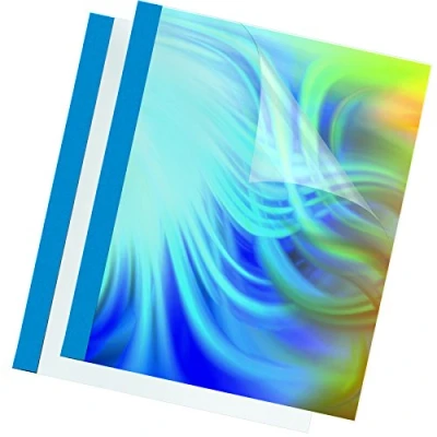 Image of Fellowes Prestige 53171 Thermal Binding Covers 150 Micron PVC Front 220 g/m² Leather Structure Rear Blue