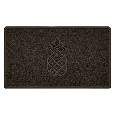 Image of Nicoman Pineapple Embossed Shape Door Mat Dirt Trapper Washable Barrier Doormat (Use Indoor or Sheltered Outdoor) (75x44cm/29.5x17.3inches,Medium) Brown