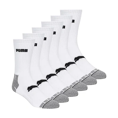 Image of PUMA Men&#039;s 6 Pack Crew running socks, White, 10 13