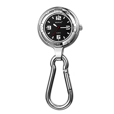 Image of JewelryWe Men Women Clip on Quartz Watch Backpack Fob Belt Night Light Pocket for Rock Climbing Doctors Nurses Outdoor Activities