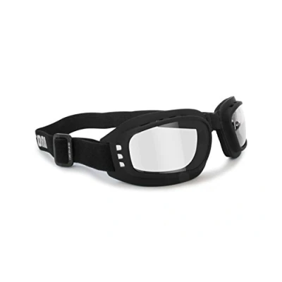 Image of BERTONI Motorcycle Goggles Riding Padded Glasses Photochromic Adjustable Strap Ventilated mod. 112 Motorbike (Photochromic Lens)