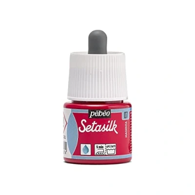 Image of Pebeo Setasilk Magenta 45 ml bottle Silk paint Pipette cap