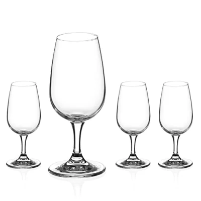 Image of DIAMANTE Port Glasses or Wine Tasting &#039;Auris&#039; Collection Undecorated Crystal Set of 4 Standardised Degustation