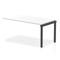 Image of Evolve Plus 1600mm Single Row Bench Desk Ext Kit White Top Black Frame