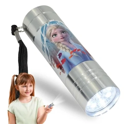 Image of SRV Hub Kids Aluminum 9 LED Torch with Colours Featuring TV Character Frozen Else for Girls 3+ Years (Silver)