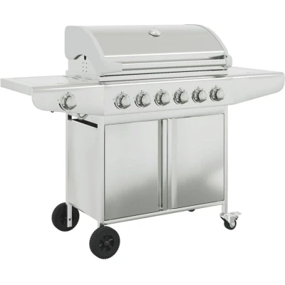 Image of vidaXL Gas BBQ Grill with 7 Burners Silver Stainless Steel
