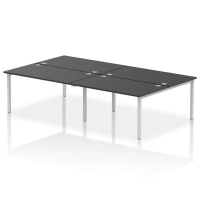 Image of Impulse Bench B2B 4 Person 1400 Silver Frame Office Desk Black