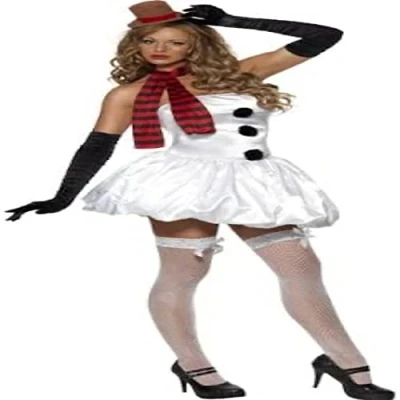 Image of Smiffys Fever Sexy Snowman Costume with Dress/ Scarf and Hat on Headband (M)