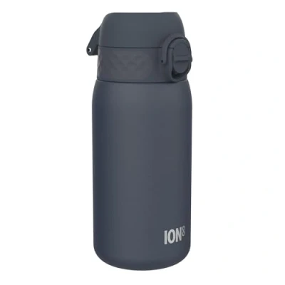 Image of Ion8 Insulated Steel Water Bottle, 320ml, Leak Proof, One Finger Open, Secure Lock, Dishwasher Safe, Fits Cup Holders, Carry Handle, Scratch Resistant Paint, Stainless Steel, Ash Navy