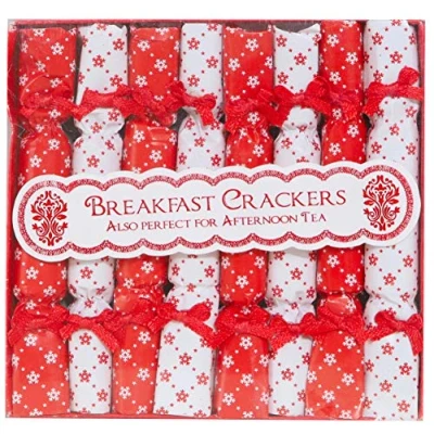 Image of Toyland® Pack of 8 Mini Christmas Crackers available in Silver &amp; White, Gold Ivory, Red White and Each cracker measures 11cm x 1.5cm Perfect For Desktop Trees (Red White)