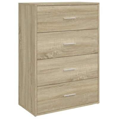 Image of vidaXL Sonoma Oak Sideboard Cupboard Modern Highboard Storage Cabinet for Living Room/Dining/Hallway, Engineered Wood, 60x31x84cm, 50kg Capacity