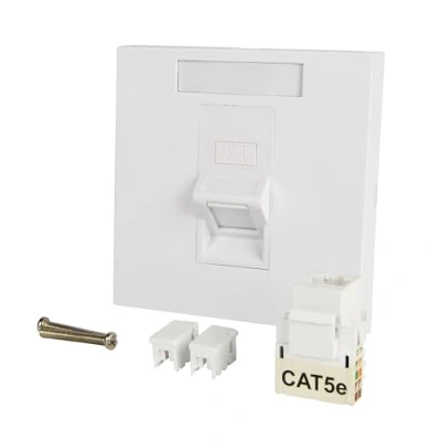 Image of Labgear Single Angle Keystone Ethernet Socket CAT5e RJ45 Faceplate, 1 Gang Wall White with Colour Matched Inserts 86x86mm