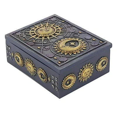 Image of Elegant Grey Resin Sun &amp; Moon Storage Box 15cm x 9cm (1 Pc.) Decorative Organizer, Premium Material Perfect for Home Decor Organization
