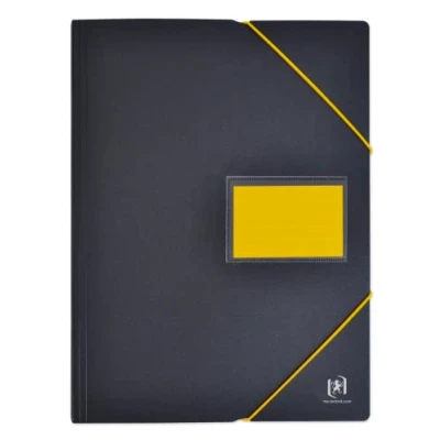 Image of OXFORD A4 200 View/100 Pockets Polypropylene Two Tone Document Folder Black Yellow