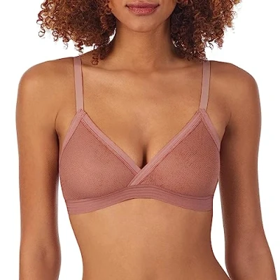 Image of DKNY Women&#039;s Sheer Stripe Bralette Bra, Rosewood, S