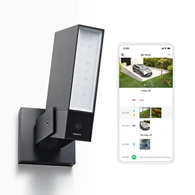 Image of Netatmo Smart Connected Outdoor Surveillance Camera with 12W Integrated Lighting, People/Animals/Vehicle Detection, 4MP 1080p HD Video, IR Night Vision, Local Storage, NOC AMZ