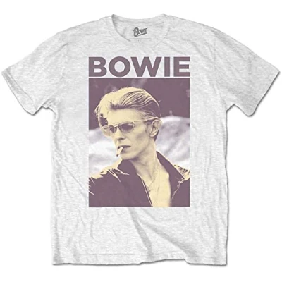 Image of David Bowie Men&#039;s Smoking Short Sleeve T Shirt, White, X Large
