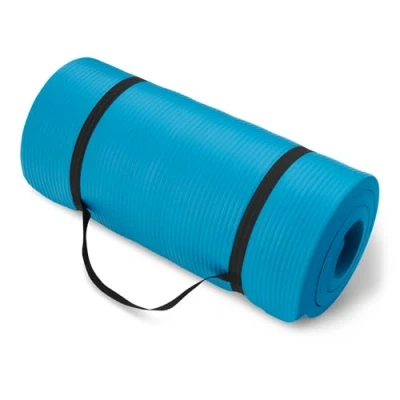 Image of Amazon Basics Workout Exercise Yoga Mat with Carrying Strap, 2.5 cm Extra Thick, Aqua