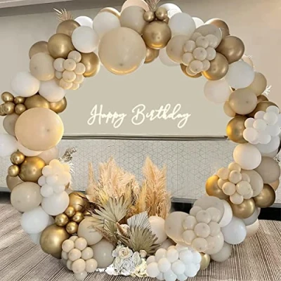 Image of Beige Balloon Arch Kit, 124pcs White Sand Gold Garland with Nude Balloons, for Birthday Party Decoration, Baby Shower, Boho Wedding, Anniversary, Engagement Decor