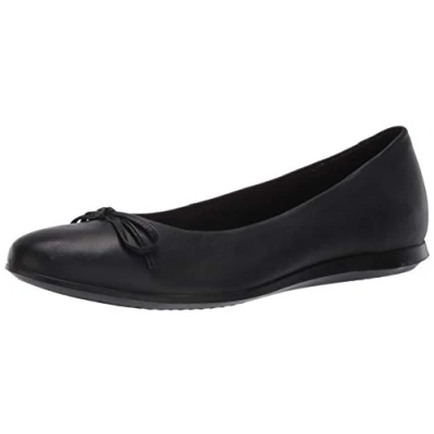 Image of ECCO Women&#039;s Touch Ballerina 2.0 Shoes, Black/White, 3/3.5 UK
