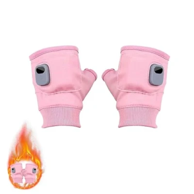 Image of Fingerless Heated Gloves,Smart Thermostatic Gloves, Rechargeable Gloves (pink)