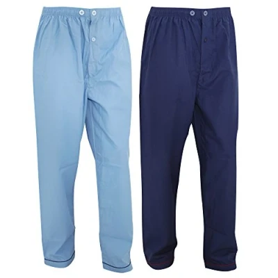 Image of Mens Long Trouser Nightwear/Pyjama Bottoms (Pack Of 2) (M Waist 32 34inch (80 85cm)) (Navy/Blue)