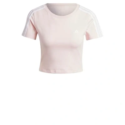 Image of adidas Sportswear Essentials Stripes Print Tshirt, Women&#039;s, Size: Medium, Sandy pink