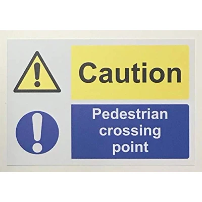 Image of Caution pedestrian crossing point Safety sign 1.2mm Rigid plastic 300mm x 200mm