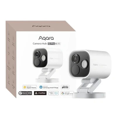 Image of Aqara 4MP Camera Hub G5 Pro WiFi, True Color Night Vision Outdoor, 2.4/5Ghz HomeKit Secure Video, Thread Border Router, Local Detection, Thread/Zigbee, Supports Alexa, Google, White