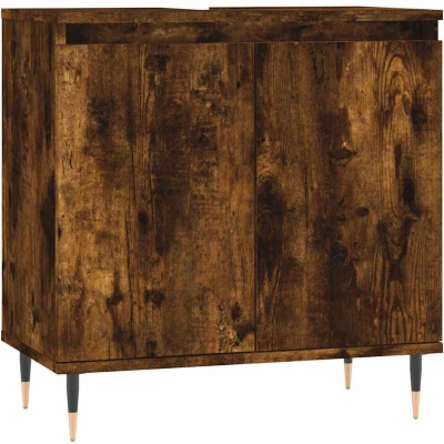 Image of vidaXL Bathroom Cabinet Smoked Oak 58x33x60 cm Engineered Wood