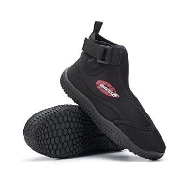 Image of Osprey Wetsuit Shoes for Kids Junior 2mm EVA Foam, Flatlock Seams with Non Slip Sole, Black EU36 3UK