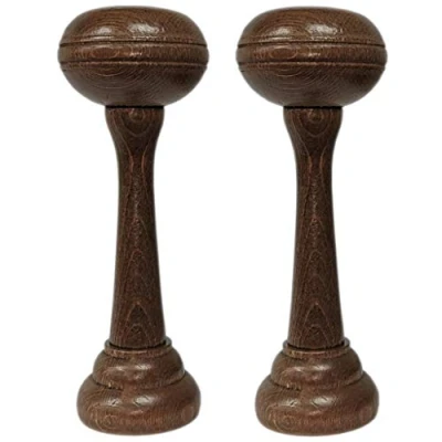 Image of Swish Pair of Wooden Curtain Holdbacks Stem Wall Mounted Decorative For Home Office Window Walnut
