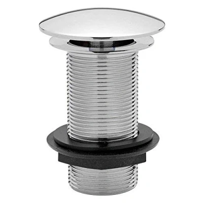 Image of Bathroom Basin Waste Unslotted Push Down Pop Up Click Clack Design Sink Plug Standard Size Chrome