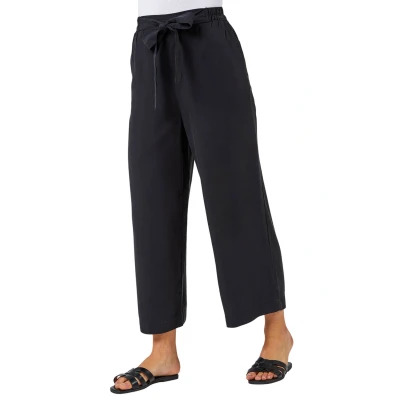 Image of Roman Womens Waist Tie Detail Culottes Black Size 14 UK