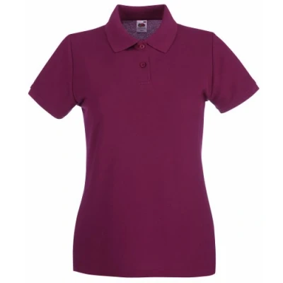 Image of Fruit of the Loom Women&#039;s Polo Shirt Short Sleeve, Womens Men, burgundy, Medium