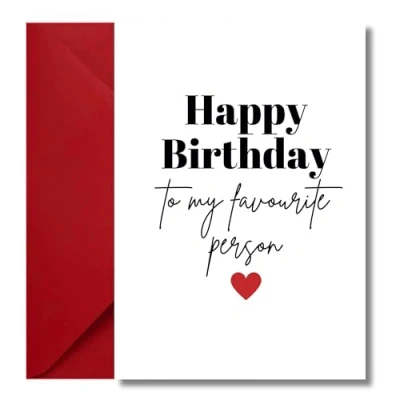Image of Happy Birthday To My Favourite Person Card For Boyfriend Husband Wife Girlfriend